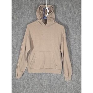 H M Girls Beige Long Sleeve Hooded Sweatshirt Hoodie Pockets Sz M Casual Cozy